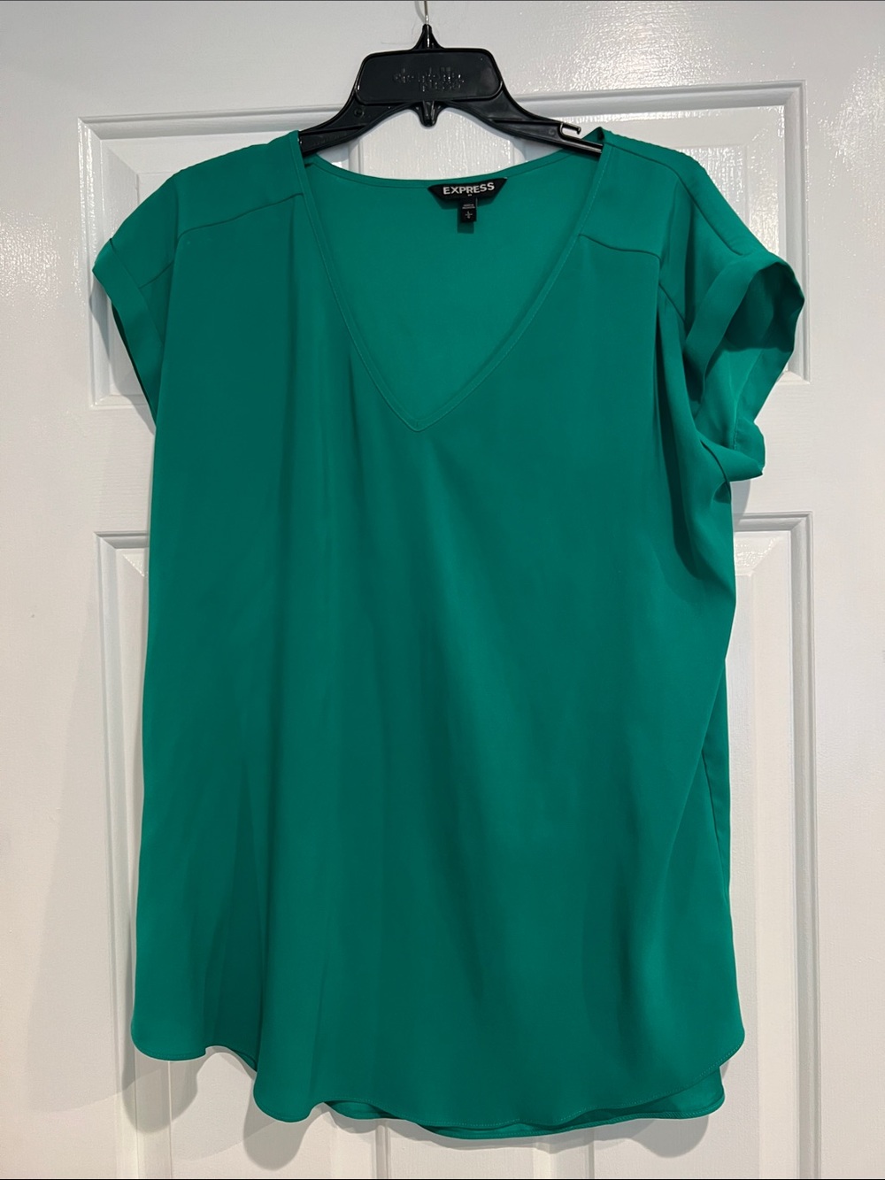 Express Women's Teal Green V-Neck Blouse